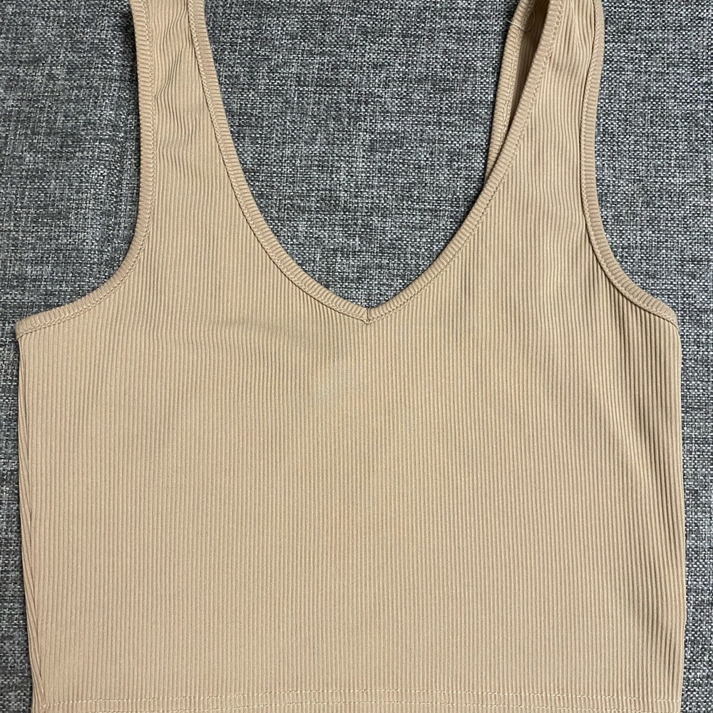 SHEIN Tan Ribbed Tank Top